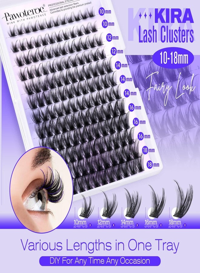 Pawotence Kira Lash Clusters Kit 10-18mm Cluster Lashes Extension Kit 144pcs Fairy Eyelash Clusters Wispy Lashes Cluster Eyelash Extensions with Waterproof Lash Bond and Seal, Remover, Applicator - Image 4